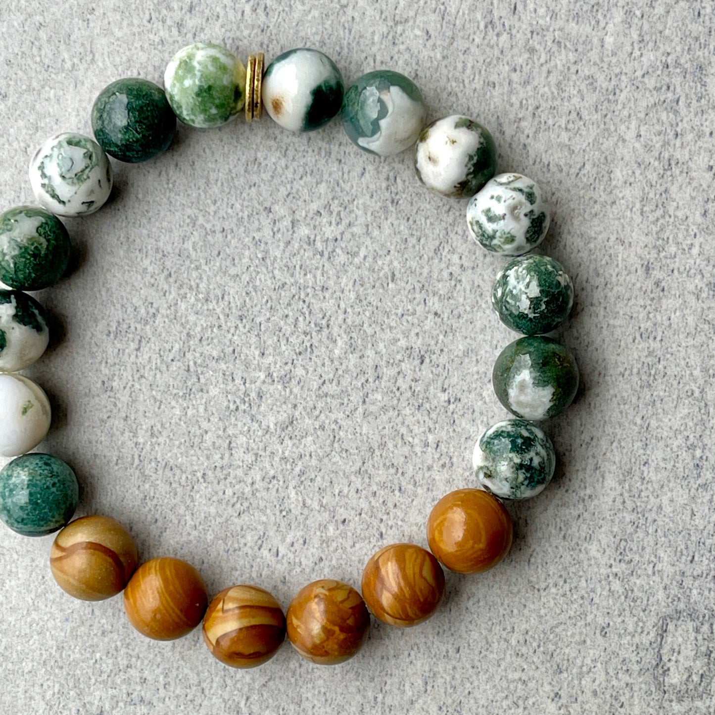 Tree Agate & Wood Jasper Beaded Bracelet