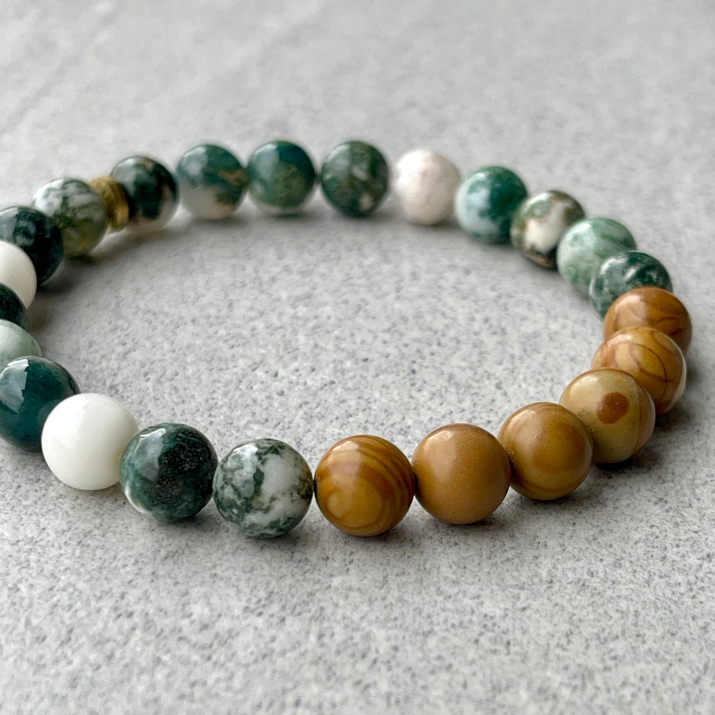 Tree Agate & Wood Jasper Beaded Bracelet