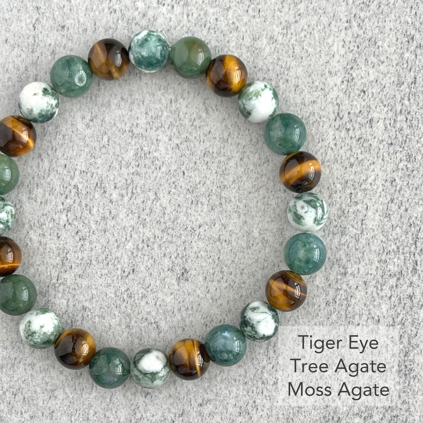 Tree Agate, Moss Agate & Wood Jasper Beaded Bracelet