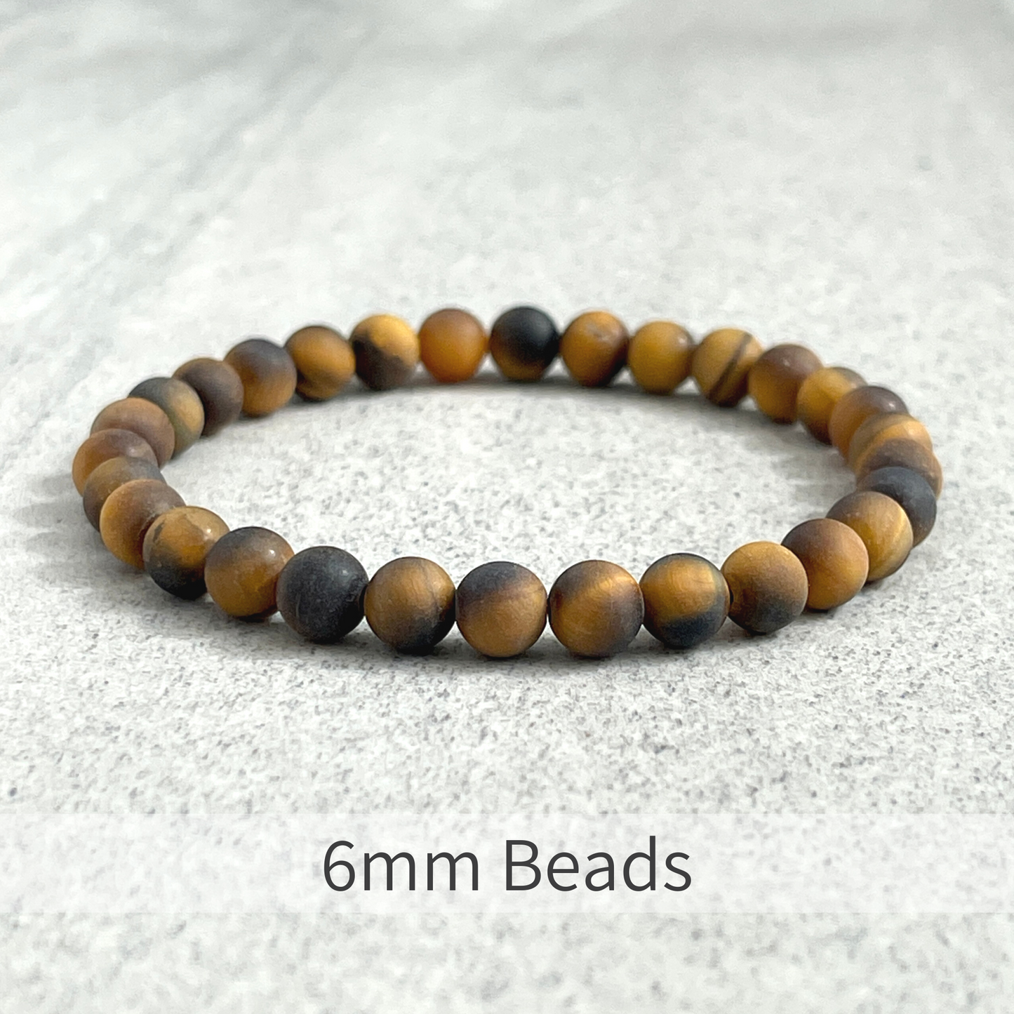 Matte Yellow Tiger Eye Beaded Stretch Bracelet