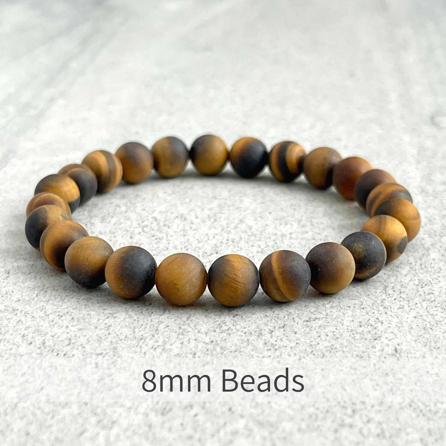 Matte Yellow Tiger Eye Beaded Stretch Bracelet