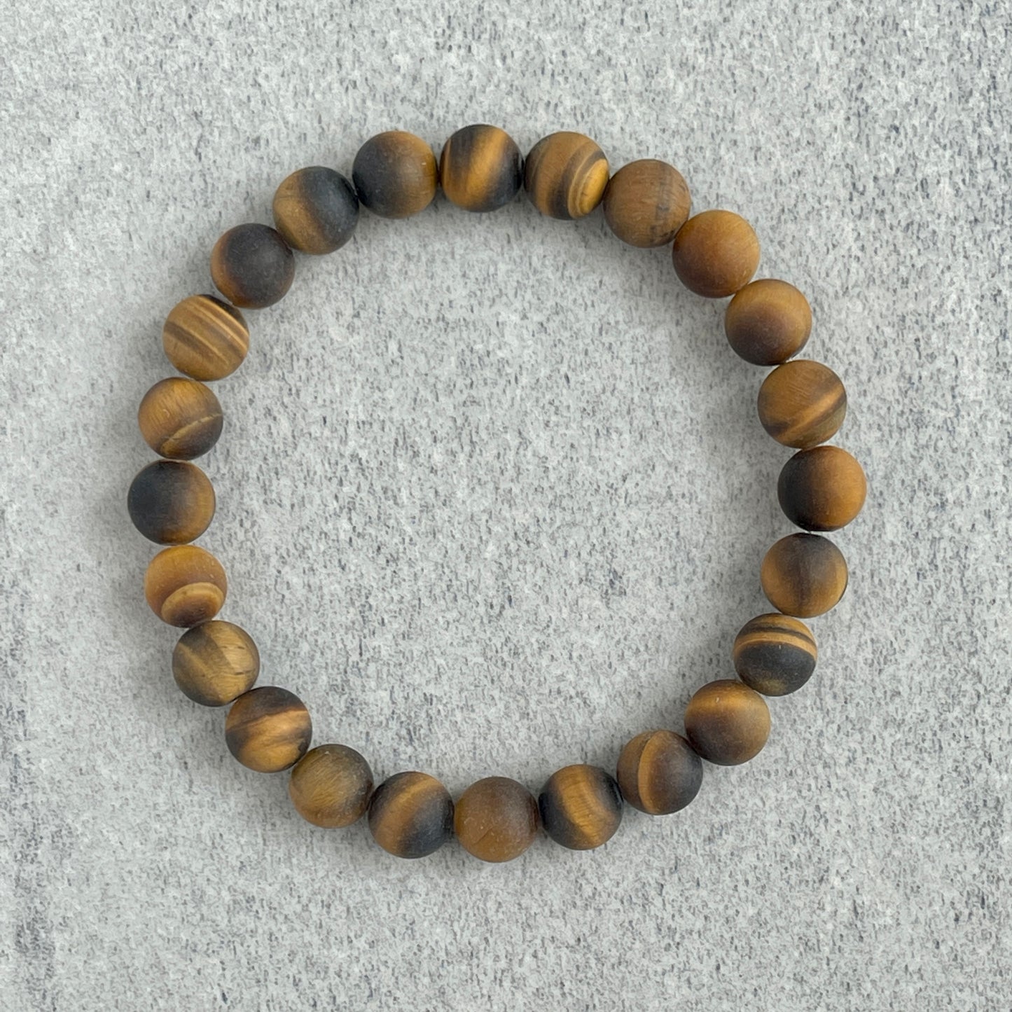 Matte Yellow Tiger Eye Beaded Stretch Bracelet