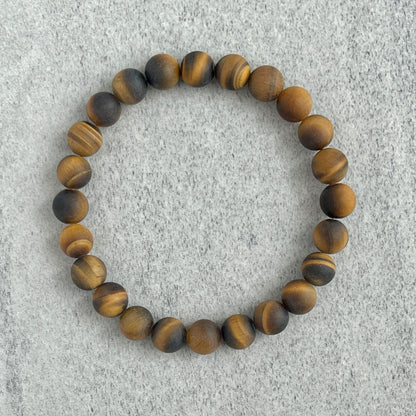 Matte Yellow Tiger Eye Beaded Stretch Bracelet