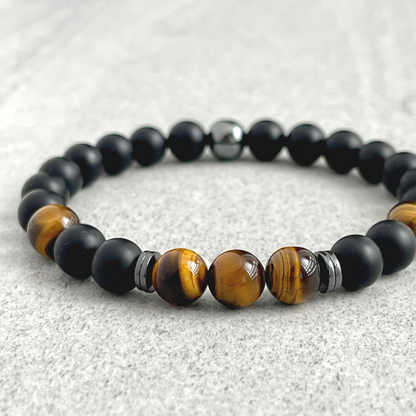 matte onyx and yellow tiger eye beaded bracelet for men