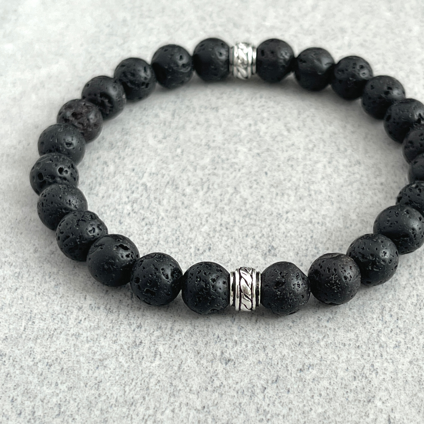 black lava with celtic accent beaded bracelet for men