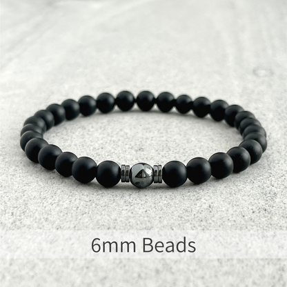 Matte Onyx Bracelet with a Single Hematite