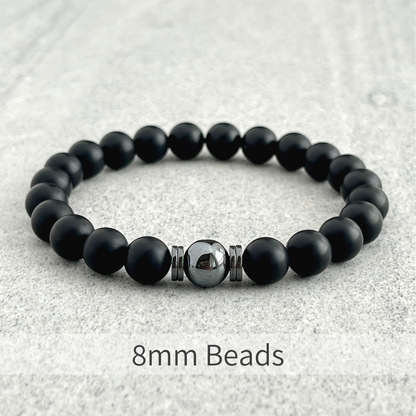 Matte Onyx Bracelet with a Single Hematite