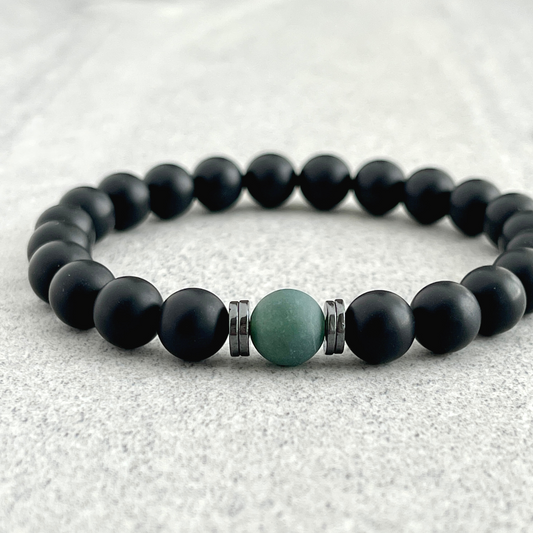 matte onyx and moss agate beaded bracelet for men