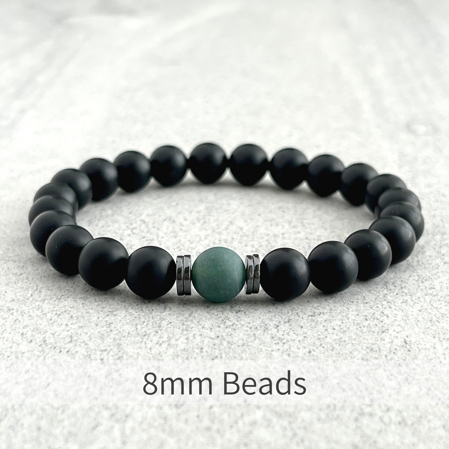 Matte Onyx Bracelet with a Single Moss Agate