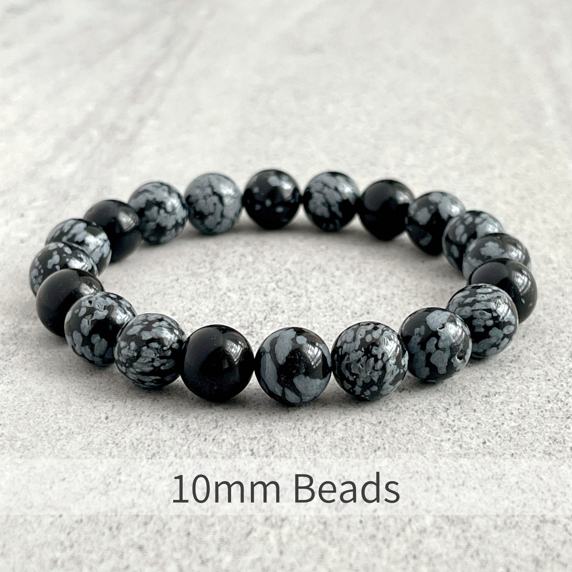 High Quality Snowflake Obsidian Beaded Stretch Bracelet