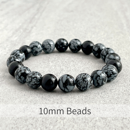 High Quality Snowflake Obsidian Beaded Stretch Bracelet