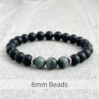 Matte Onyx and Tri Chrysoberyl Stretch Bracelet