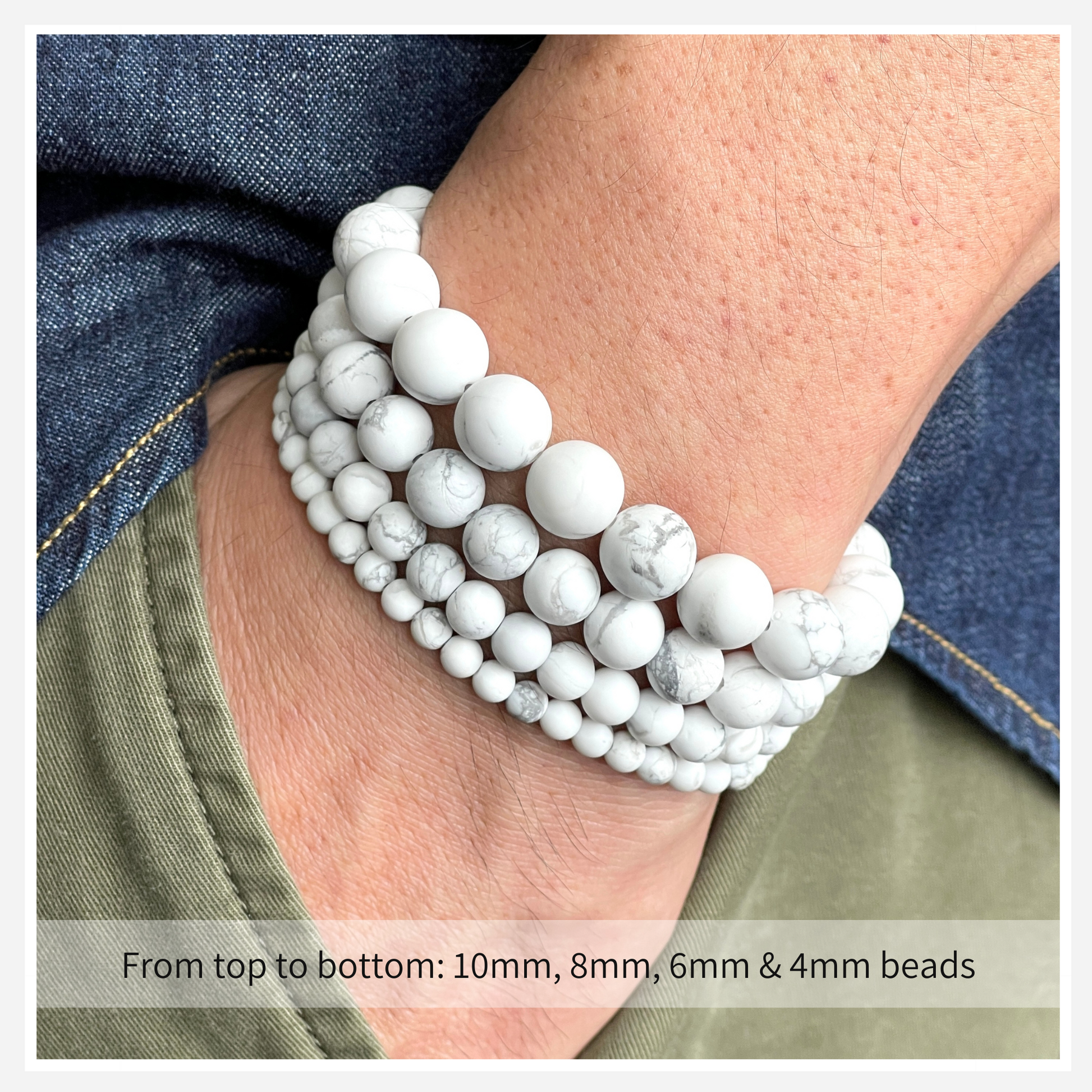 Matte White Howlite Black Lava Bracelet for Casual Outfits