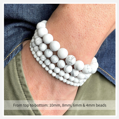 Matte White Howlite Beaded Bracelet