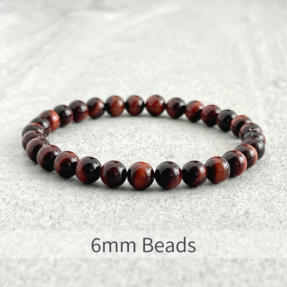 red tiger eye beaded stretch bracelet for casual wear