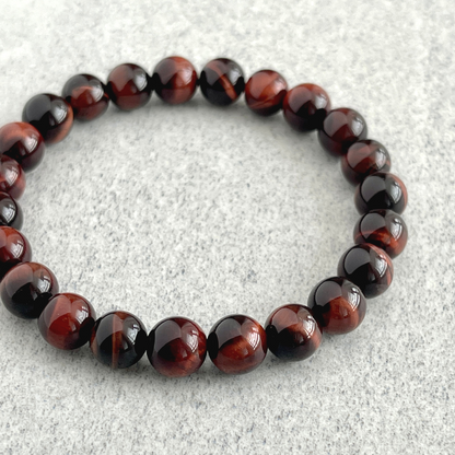 red tiger eye beaded bracelet for men