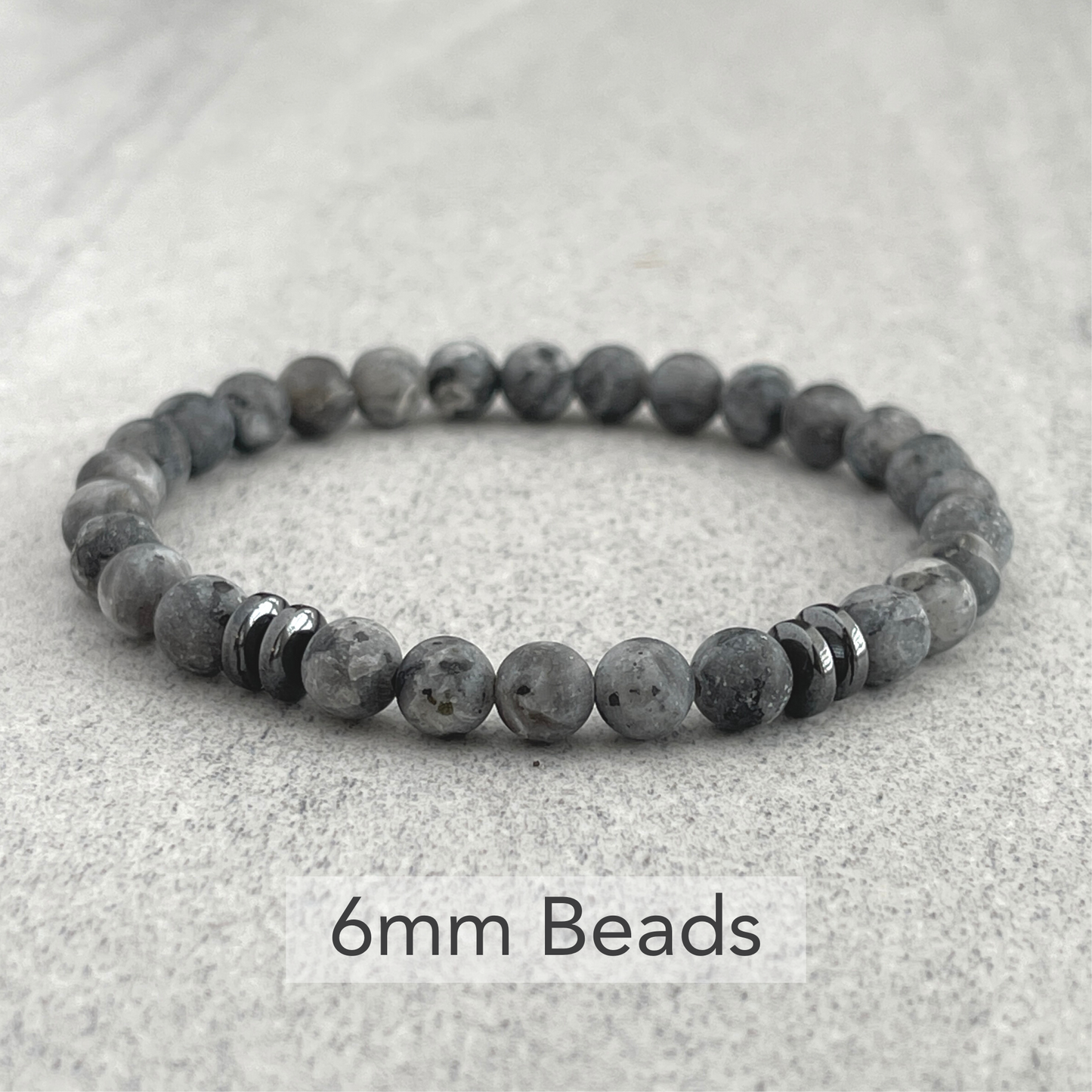 Matte Black Labradorite Beaded Bracelet with Black Hematite