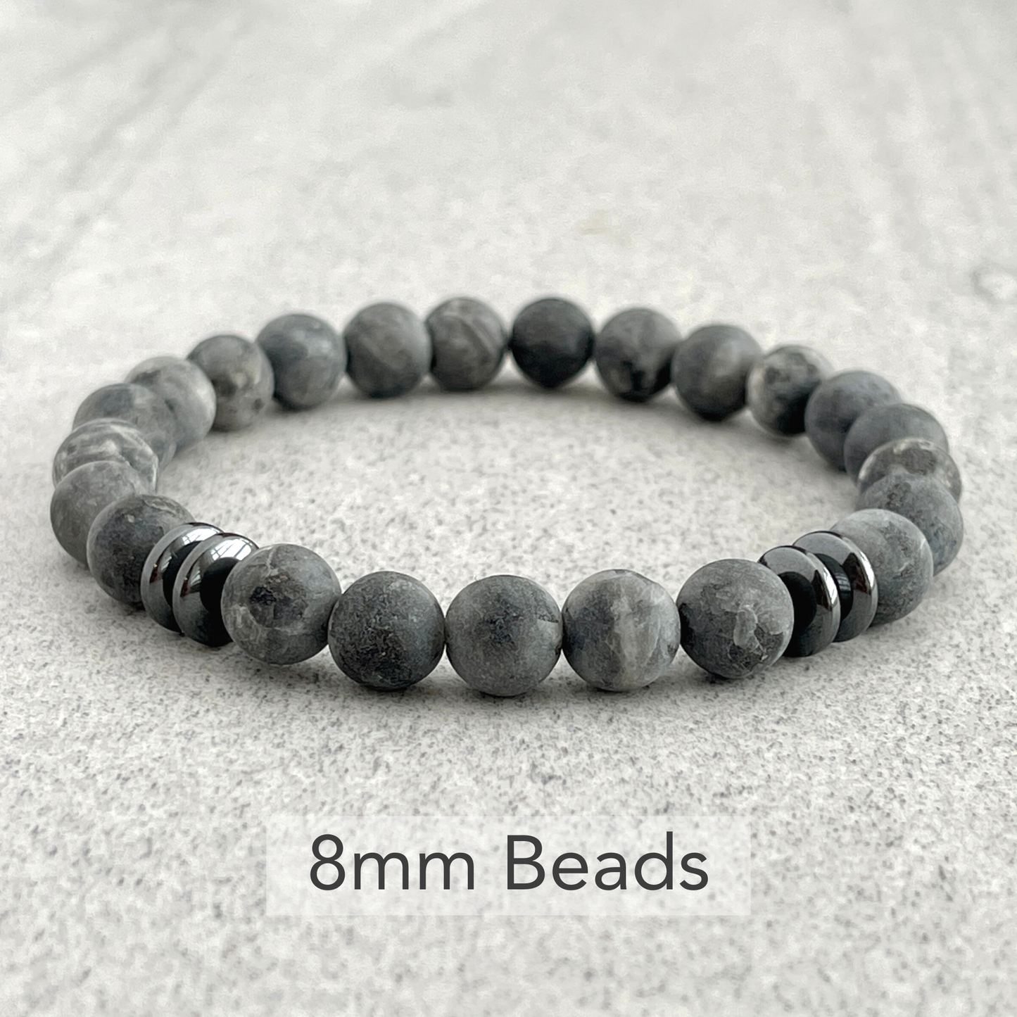 Matte Black Labradorite Beaded Bracelet with Black Hematite