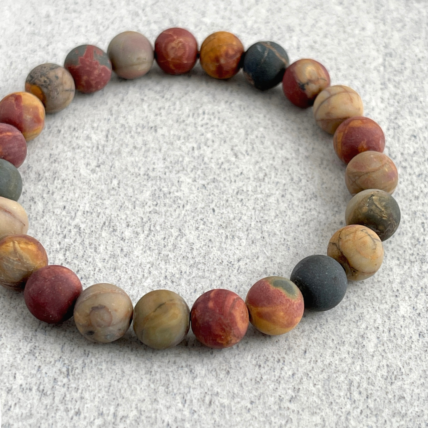 matte picasso jasper beaded bracelet for men