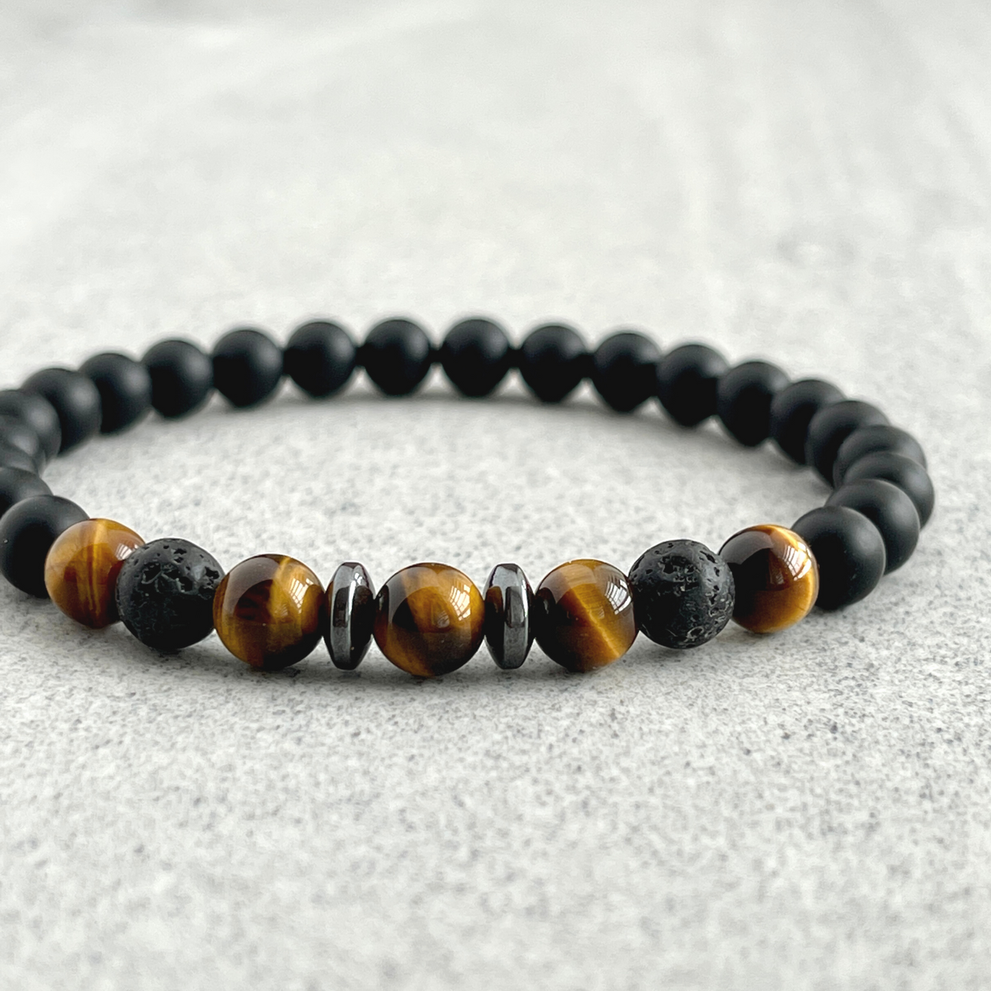 matte onyx and yellow tiger eye beaded bracelet for men