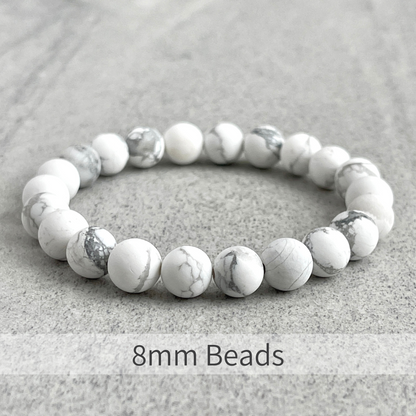 Matte White Howlite Beaded Bracelet