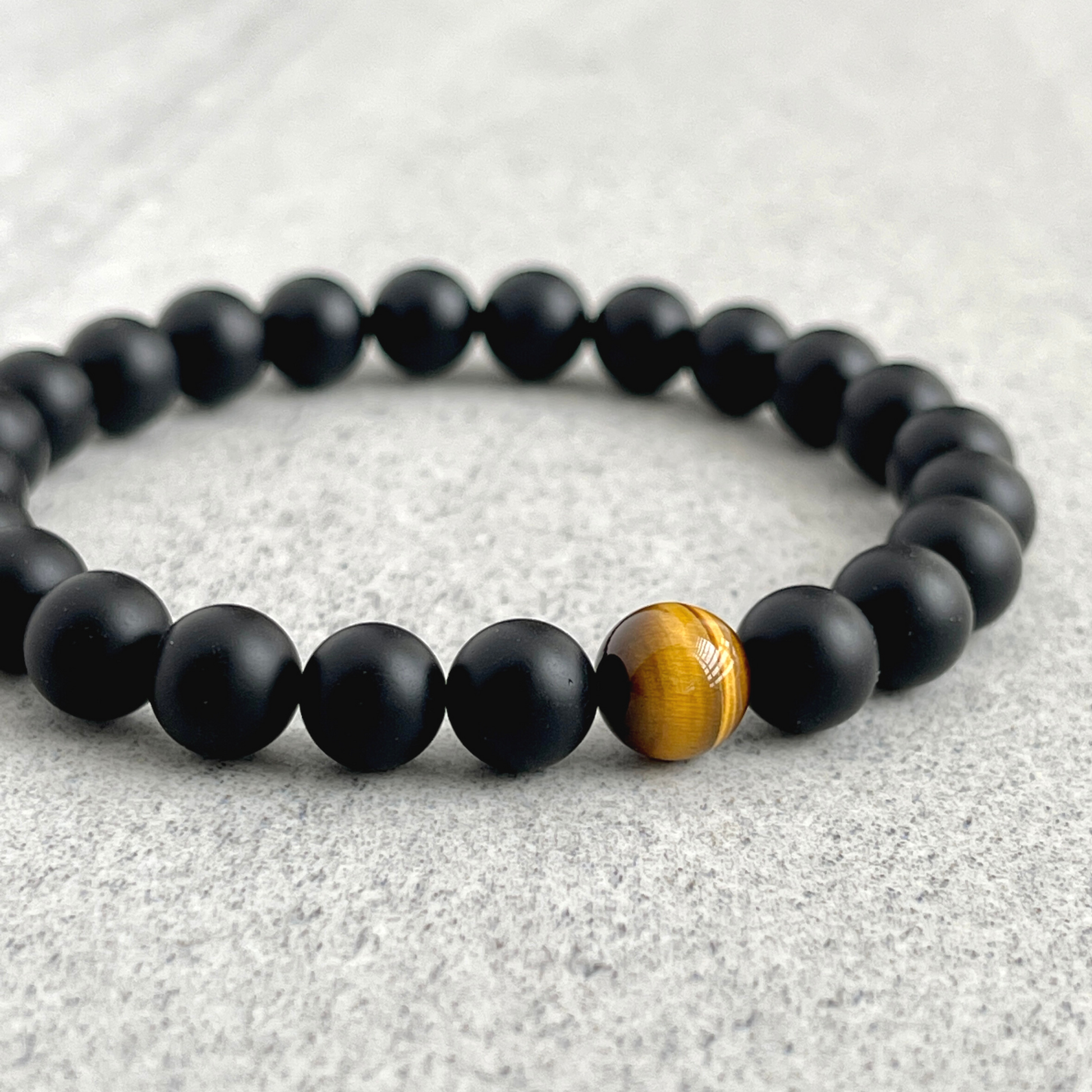 matte onyx and yellow tiger eye beaded bracelet for men