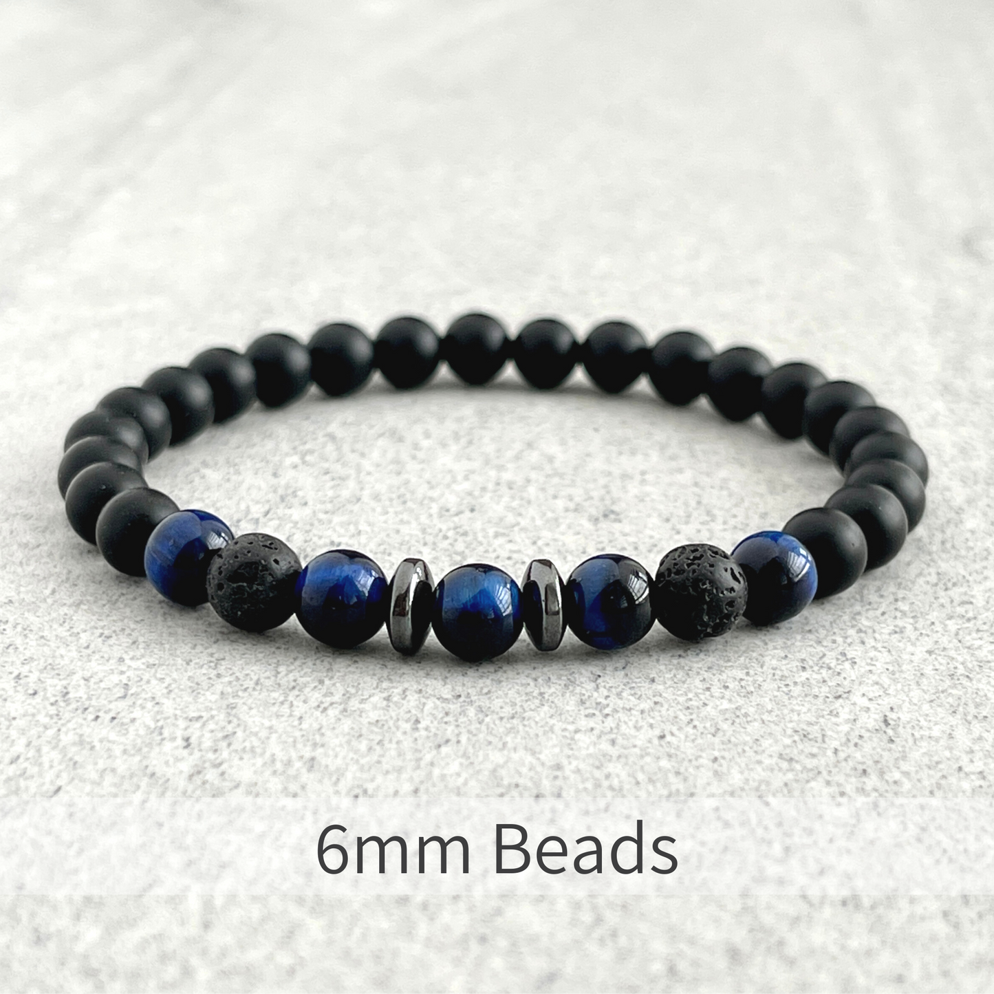 Matte Onyx, Blue Tiger Eye, Black Lava with Hematite Bracelet