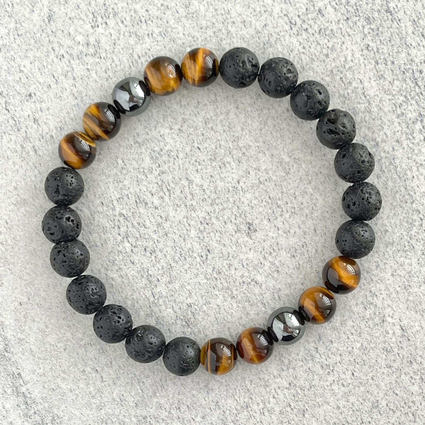 hematite beaded stretch bracelet for men