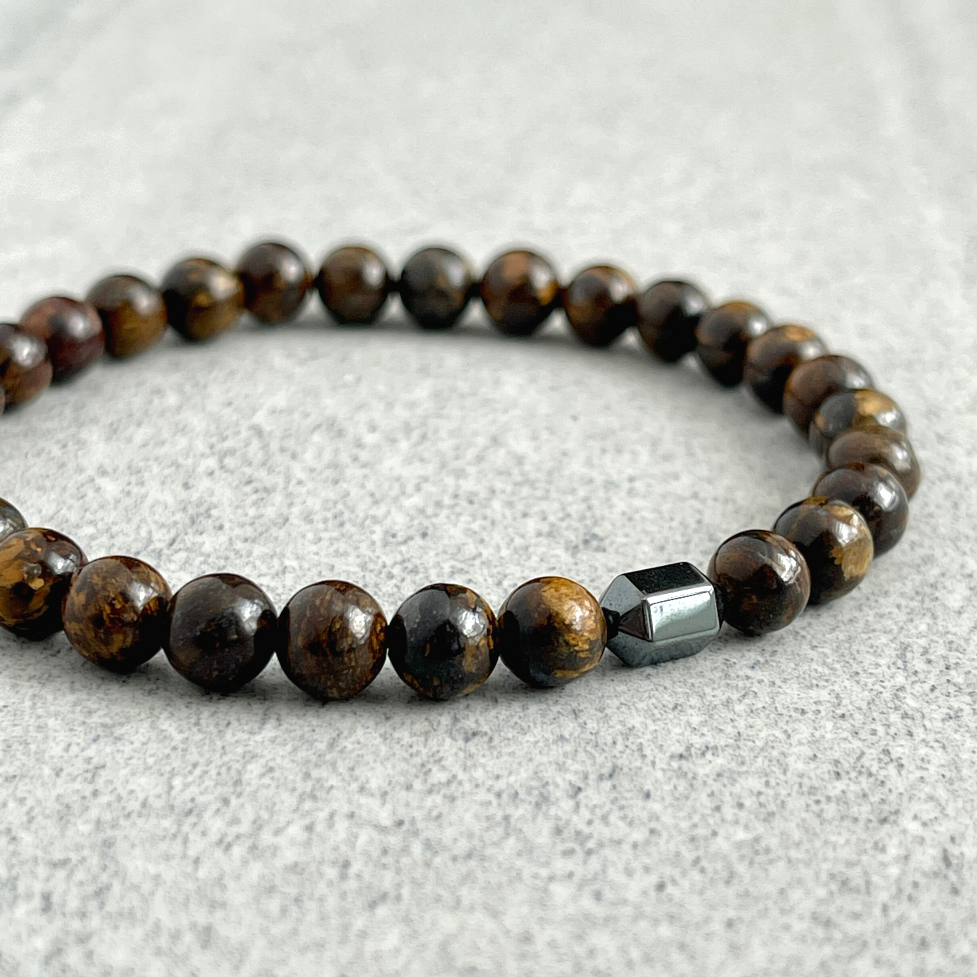 bronzite with hematite beaded bracelet for men