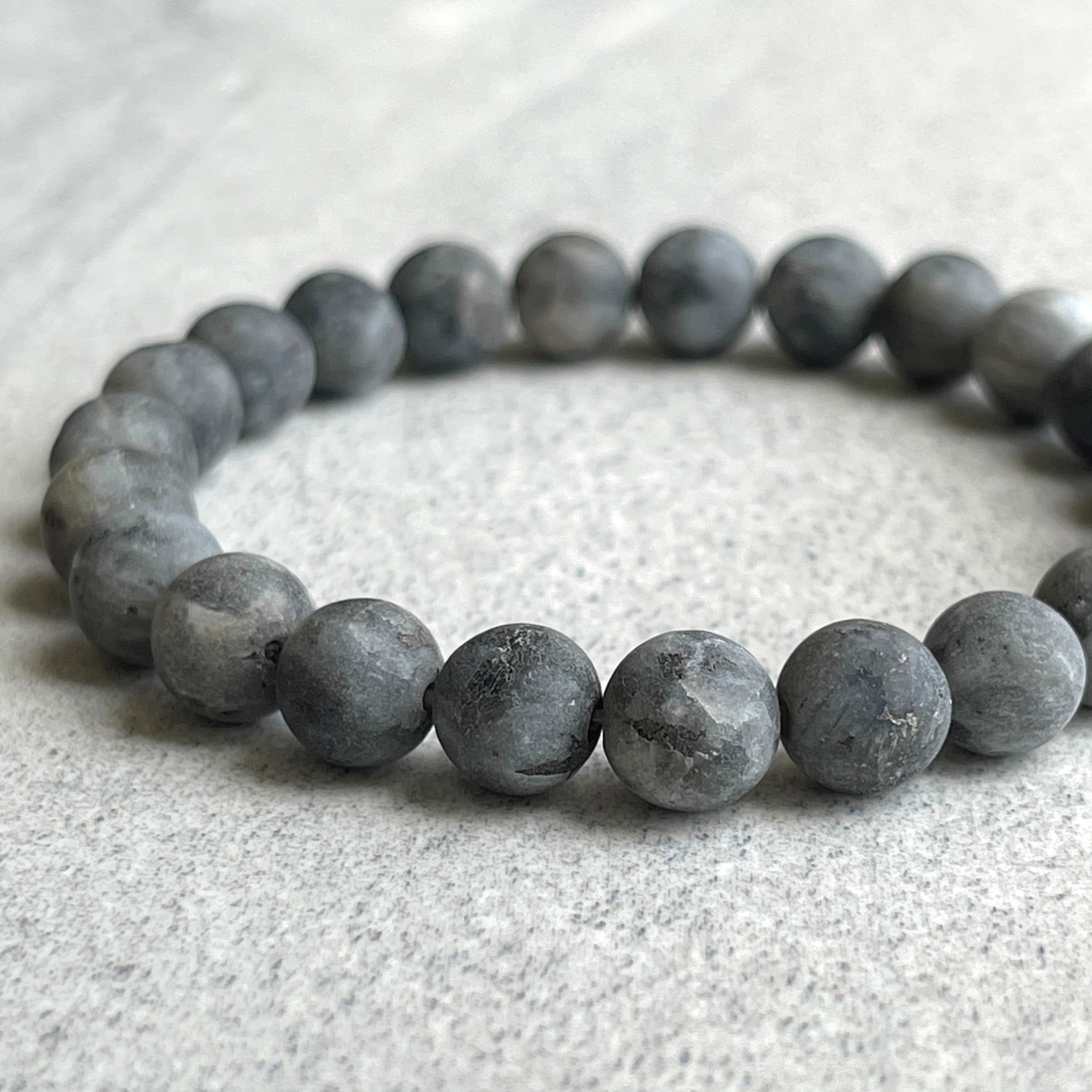 matte larvikite beaded bracelet for men