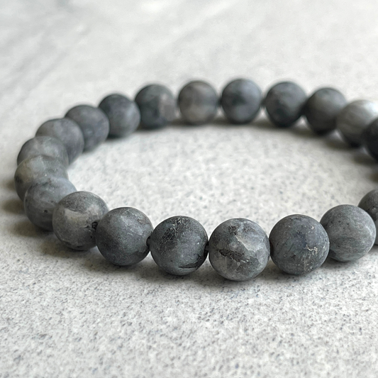 matte larvikite beaded bracelet for men
