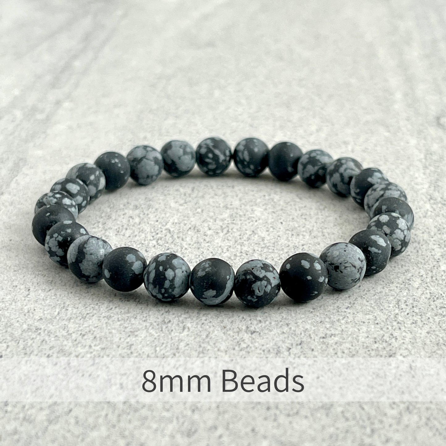 Matte Snowflake Obsidian Beaded Stretch Bracelet