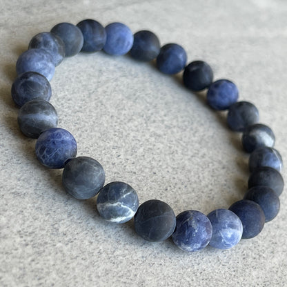 Unisex Matte Sodalite beaded bracelet