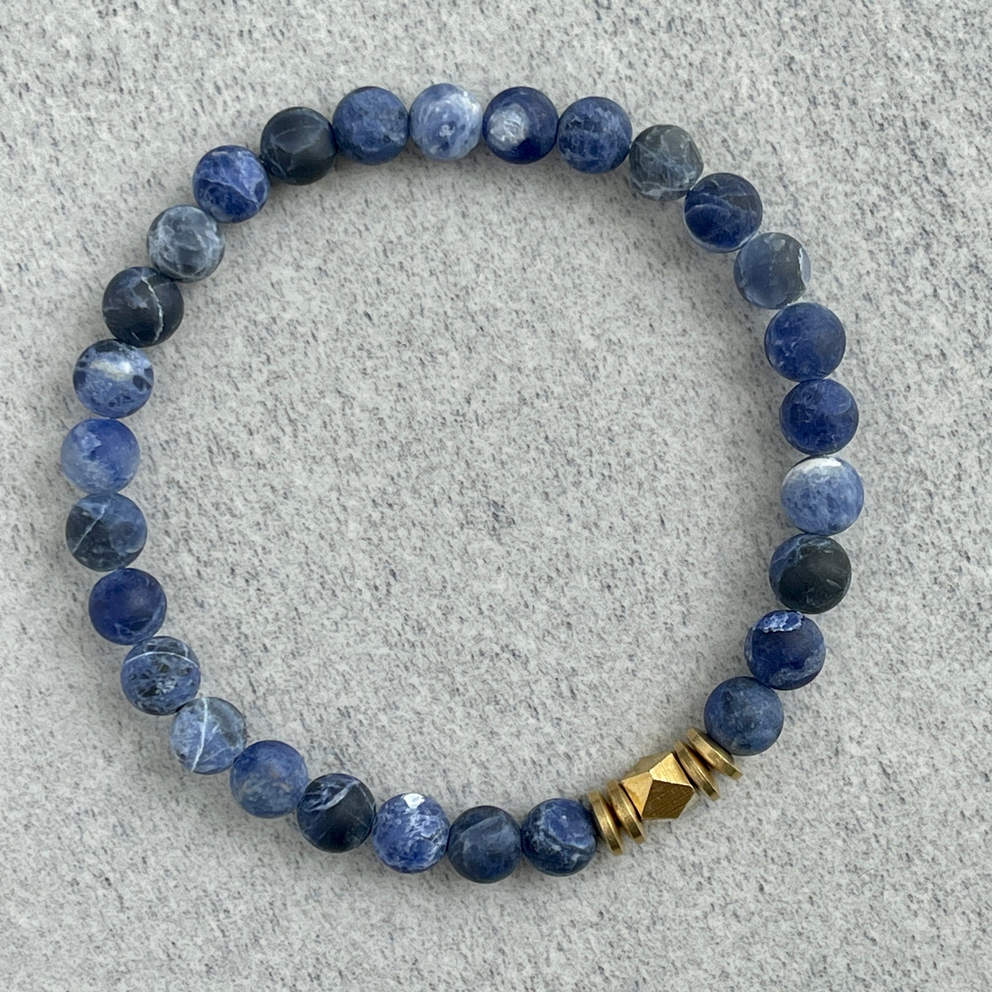 matte blue sodalite beaded bracelet for men