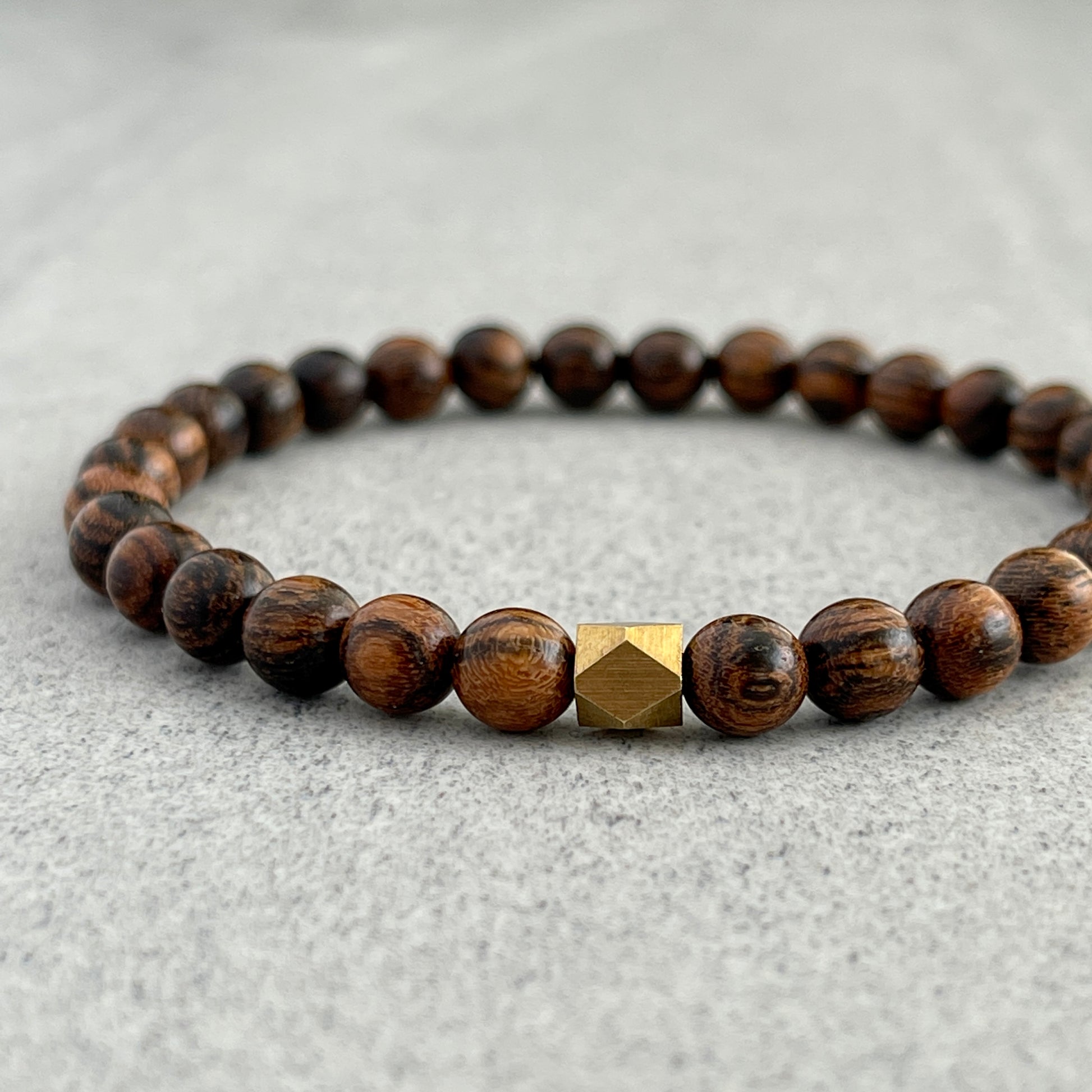 tiger skin sandalwood and brass beaded bracelet for men