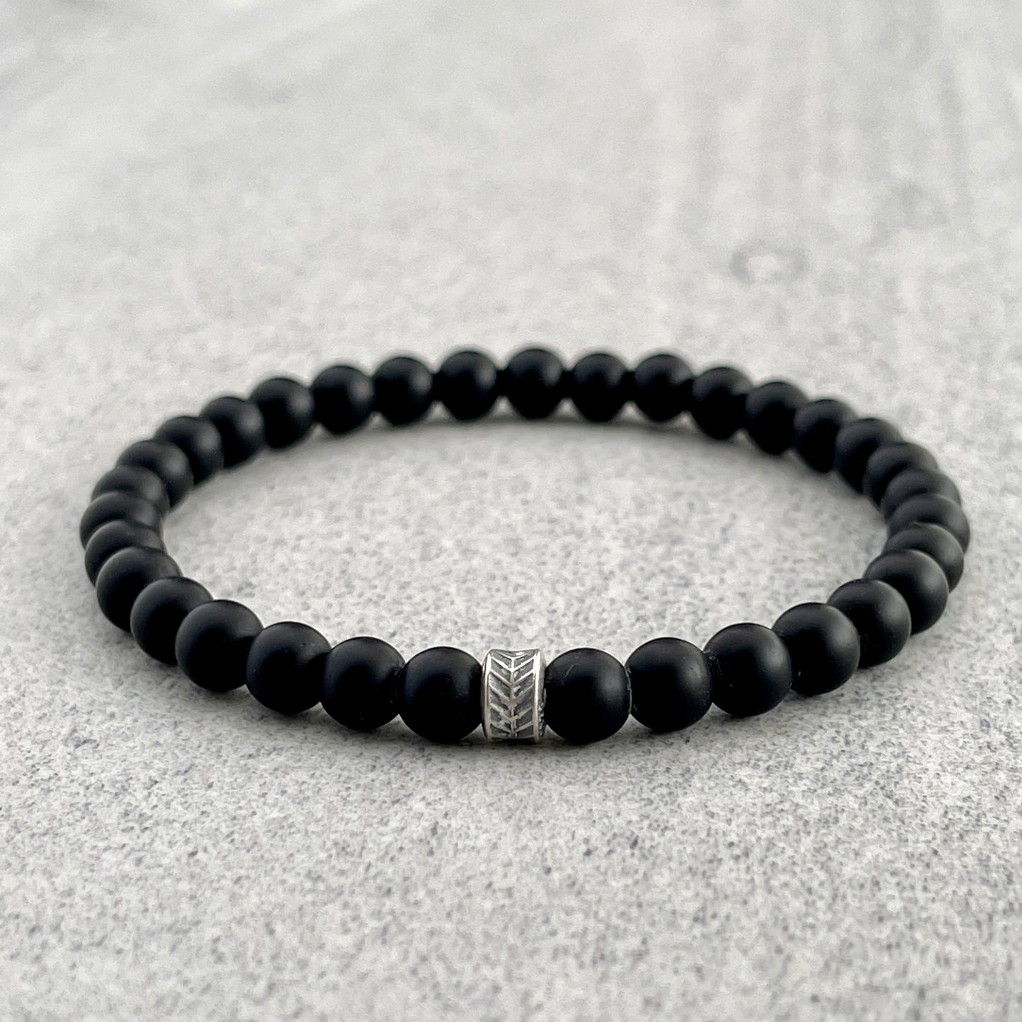 Matte Onyx with Matte Sterling Silver Chevron Accent Bead