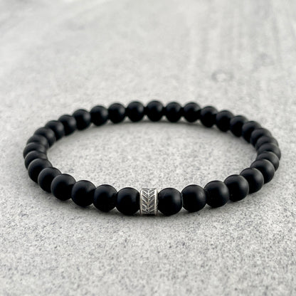 Matte Onyx with Matte Sterling Silver Chevron Accent Bead