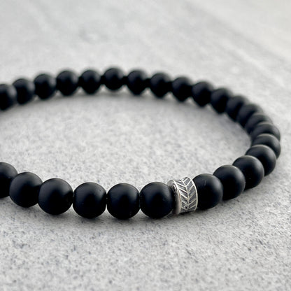 Matte Onyx with Matte Sterling Silver Chevron Accent Bead