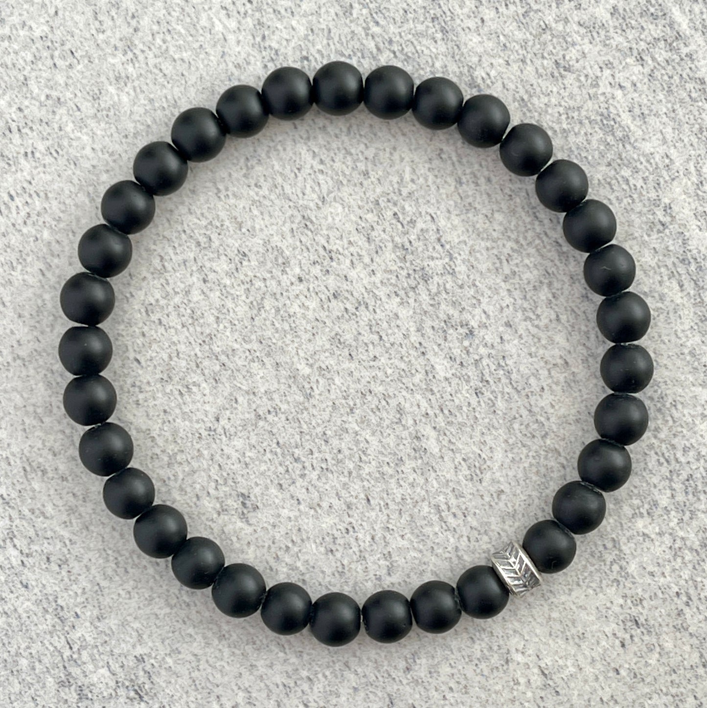 Matte Onyx with Matte Sterling Silver Chevron Accent Bead