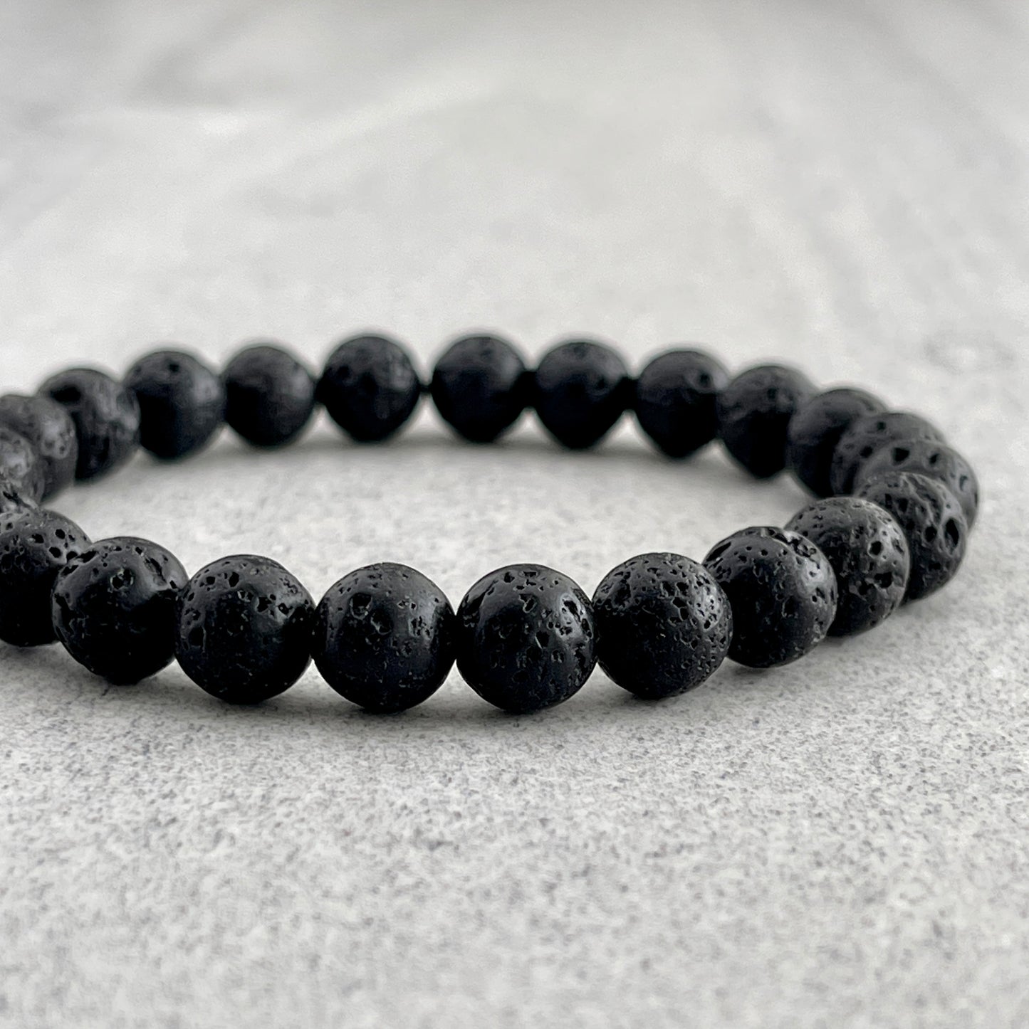 Black Lava Beaded Stretch Bracelet