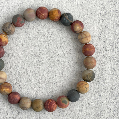 Matte Picasso Jasper Beaded Bracelet