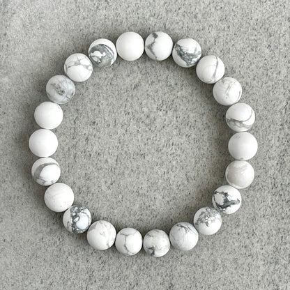 Matte White Howlite Beaded Bracelet