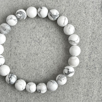 Matte White Howlite Beaded Bracelet