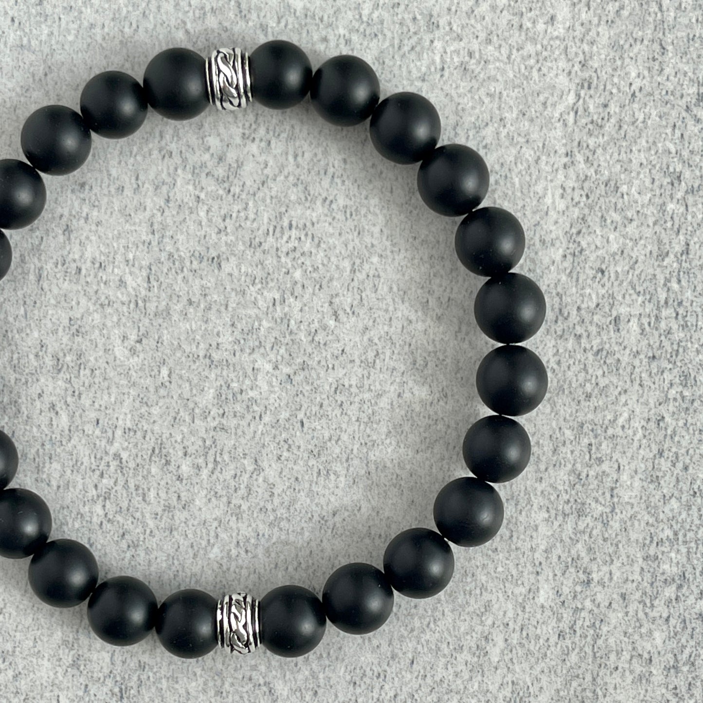 Modern Matte Onyx Beaded Stretch Bracelet