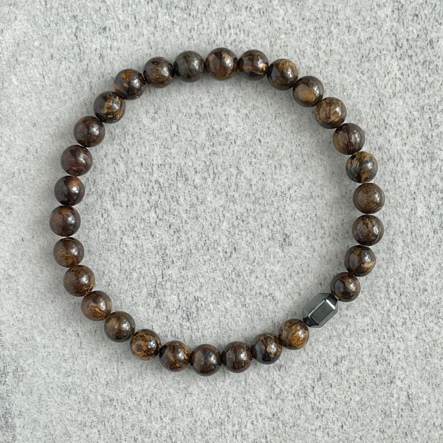 Bronzite Bracelet with Hexagon Hematite