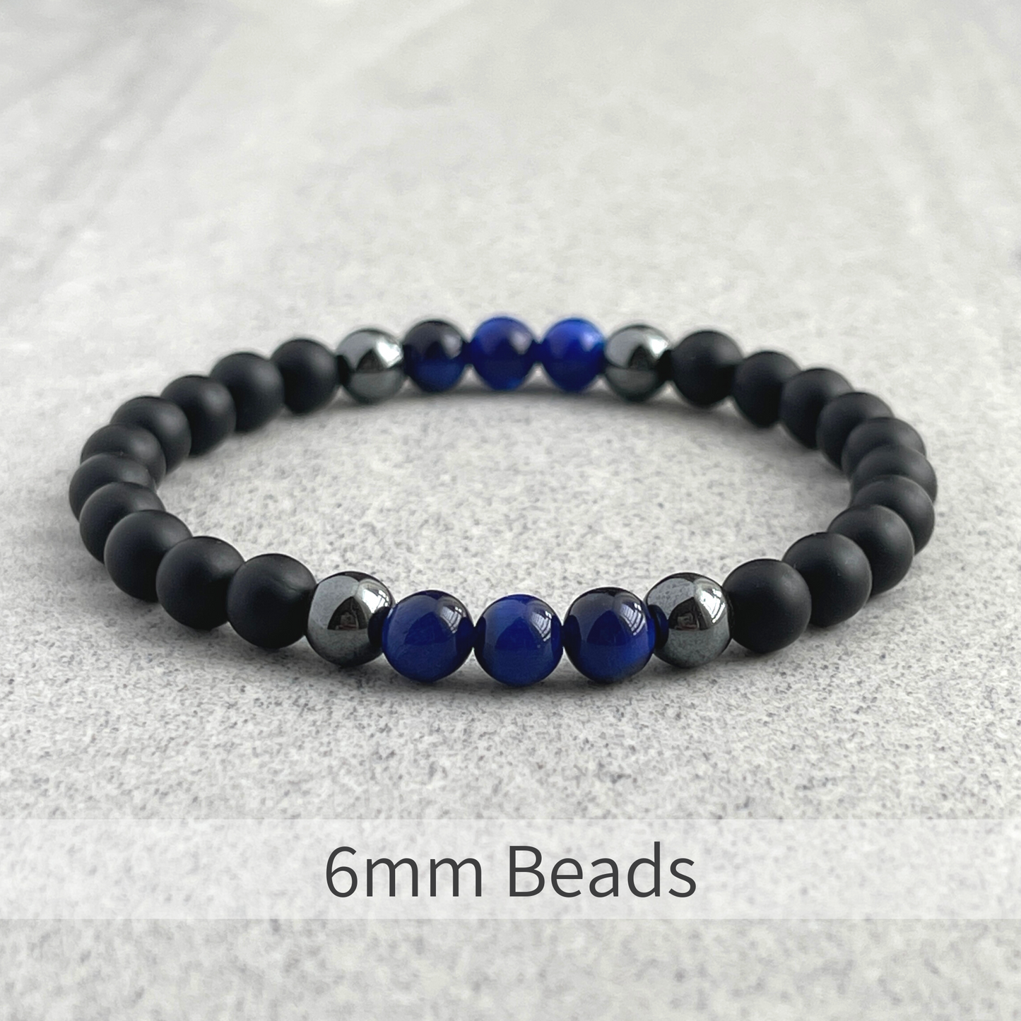 Matte Onyx, Hematite and Blue Tiger Eye Beaded Bracelet