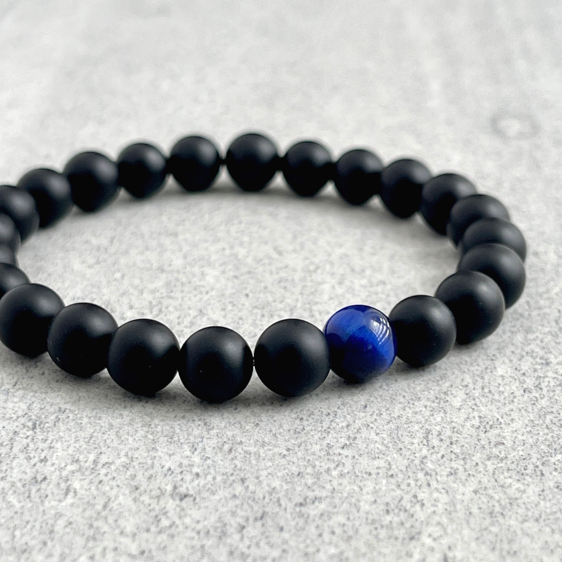 matte onyx with blue tiger eye beaded bracelet for men