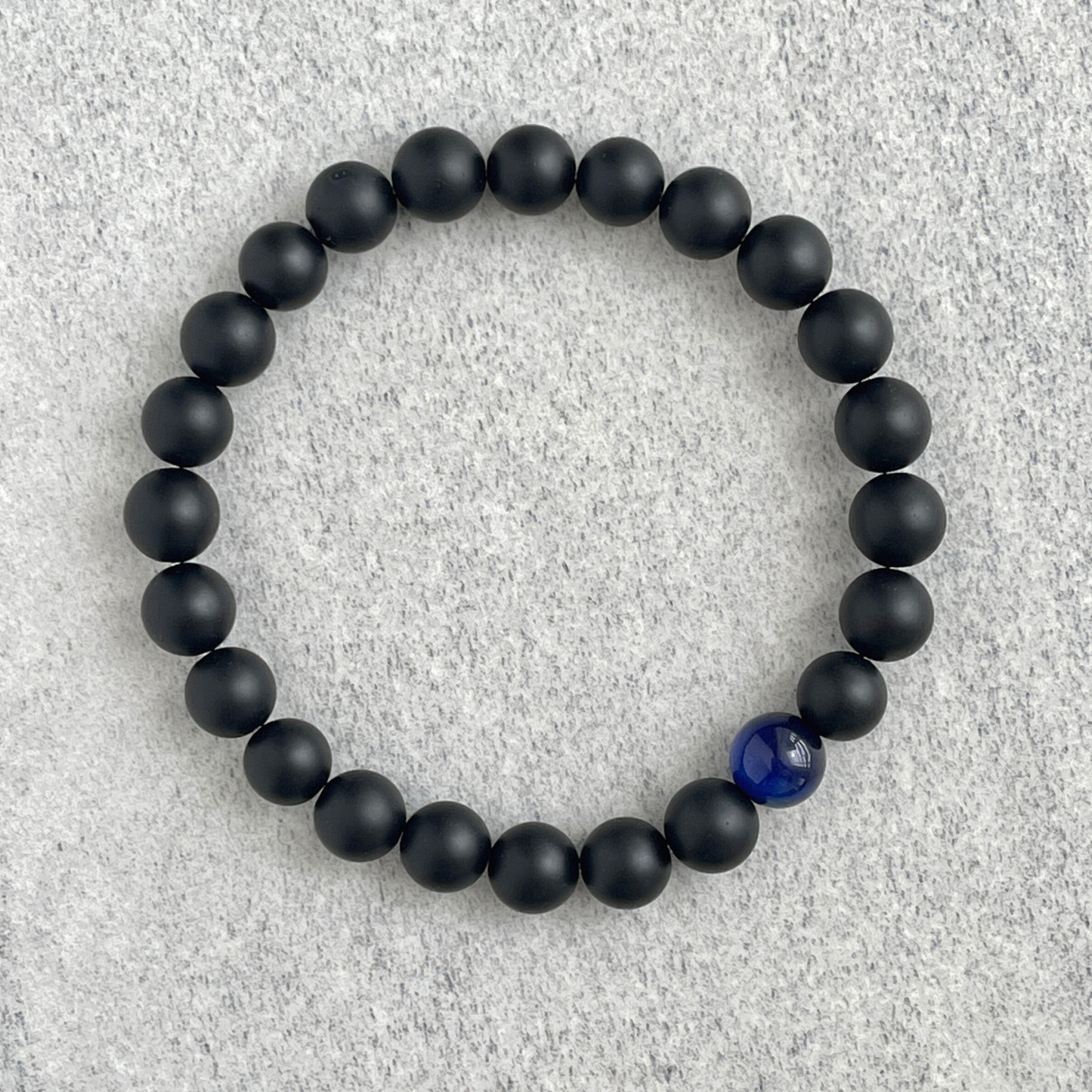 Matte Onyx and Single Blue Tiger Eye Bracelet