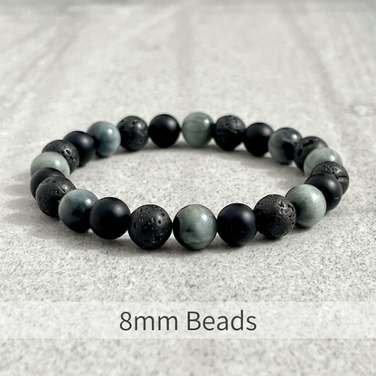 Chrysoberyl, Matte Onyx & Black Lava Beaded Bracelet