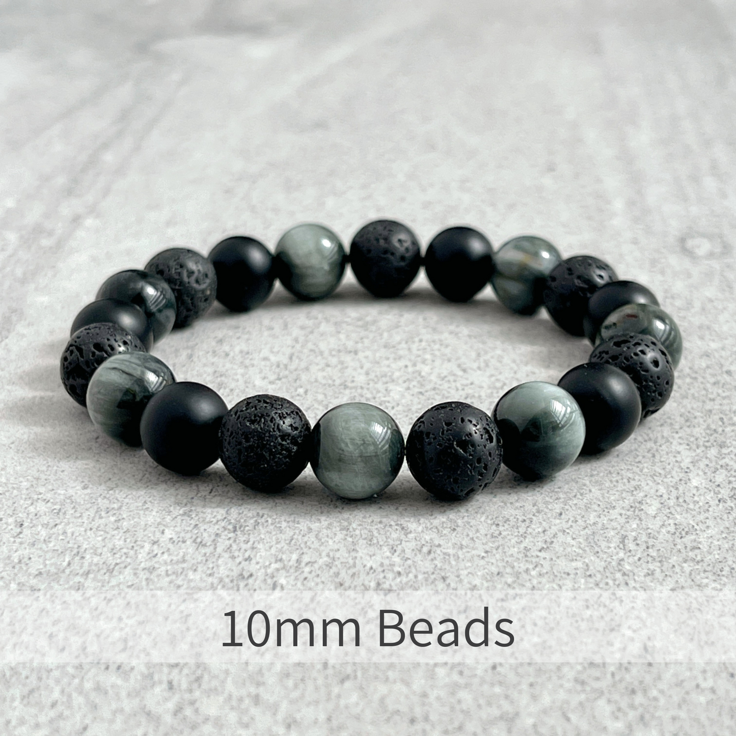 Chrysoberyl, Matte Onyx & Black Lava Beaded Bracelet